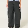 Low-Rise Washed Black Barrel Jeans,Low-Rise Washed Black Barrel Jeans