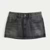 Low-Rise Washed Black Denim Mini Skort,Low-Rise Washed Black Denim Mini Skort