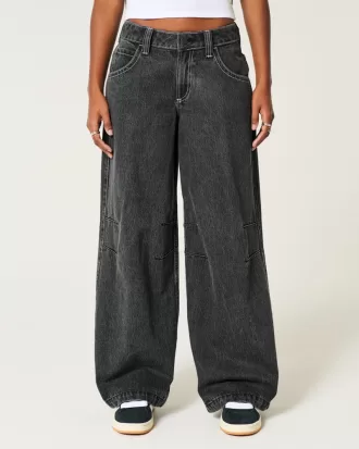 Low-Rise Washed Black Extreme Baggy Jeans,Low-Rise Washed Black Extreme Baggy Jeans