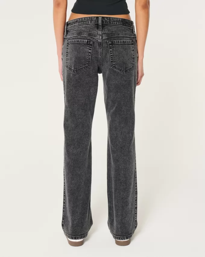 Low-Rise Washed Black Relaxed Straight Jeans,Low-Rise Washed Black Relaxed Straight Jeans