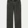 Low-Rise Washed Black Relaxed Straight Jeans,Low-Rise Washed Black Relaxed Straight Jeans