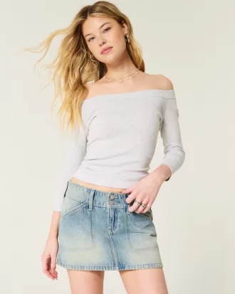 Low-Rise Y2K Chop Pocket Denim Mini Skort,Low-Rise Y2K Chop Pocket Denim Mini Skort