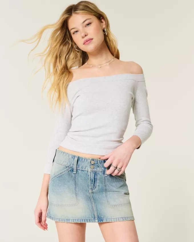 Low-Rise Y2K Chop Pocket Denim Mini Skort,Low-Rise Y2K Chop Pocket Denim Mini Skort