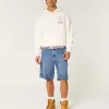 Medium Wash Baggy Painter Jean Shorts,Medium Wash Baggy Painter Jean Shorts