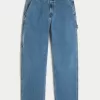Medium Wash Baggy Painter Jeans,Medium Wash Baggy Painter Jeans