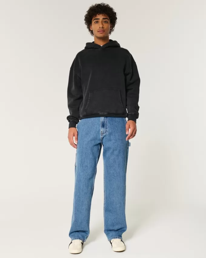 Medium Wash Baggy Painter Jeans,Medium Wash Baggy Painter Jeans