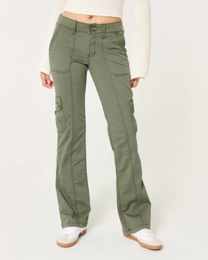 Mid-Rise Relaxed Cargo Boot Pants,Mid-Rise Relaxed Cargo Boot Pants