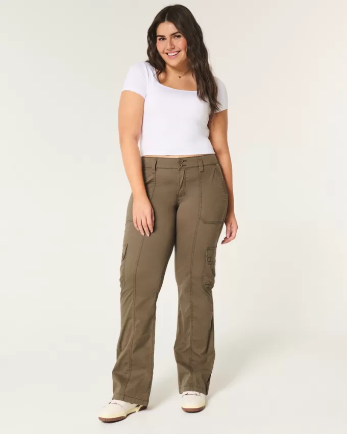 Mid-Rise Relaxed Cargo Boot Pants,Mid-Rise Relaxed Cargo Boot Pants