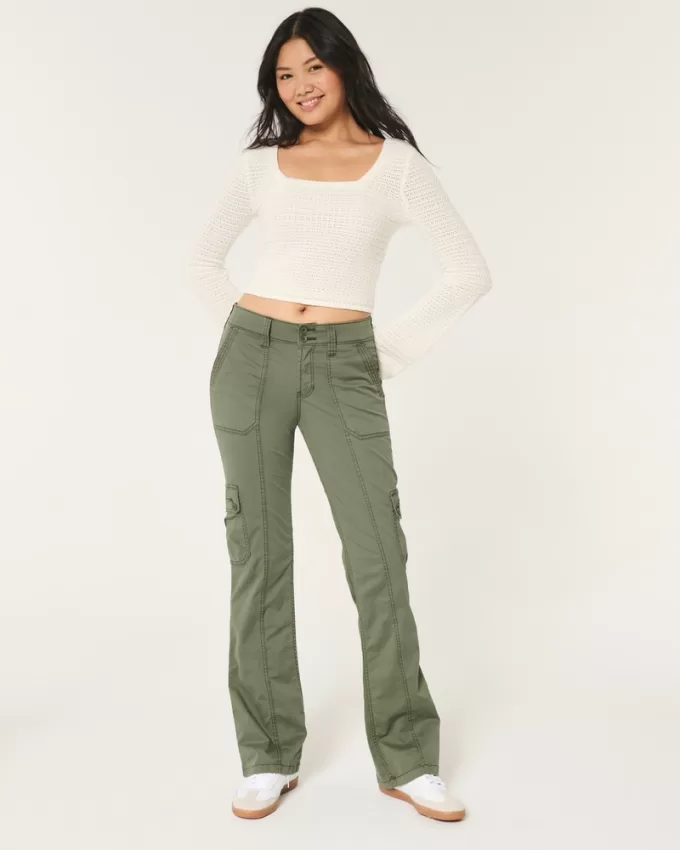 Mid-Rise Relaxed Cargo Boot Pants,Mid-Rise Relaxed Cargo Boot Pants