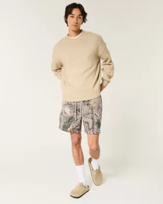 Mid-Thigh Camo Loose Fleece Shorts,Mid-Thigh Camo Loose Fleece Shorts
