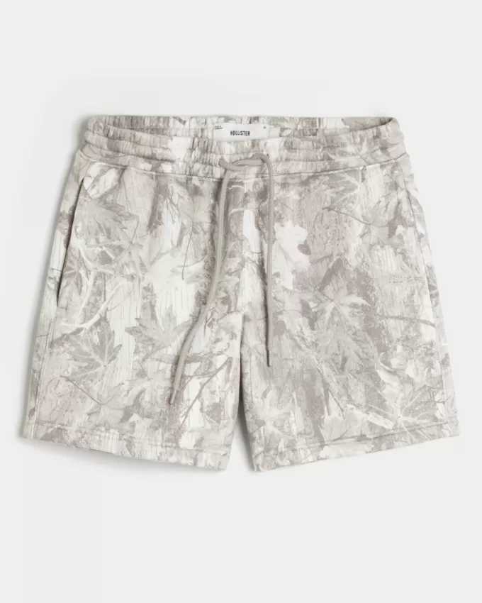 Mid-Thigh Camo Loose Fleece Shorts,Mid-Thigh Camo Loose Fleece Shorts