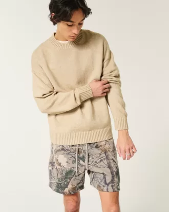 Mid-Thigh Camo Loose Fleece Shorts,Mid-Thigh Camo Loose Fleece Shorts