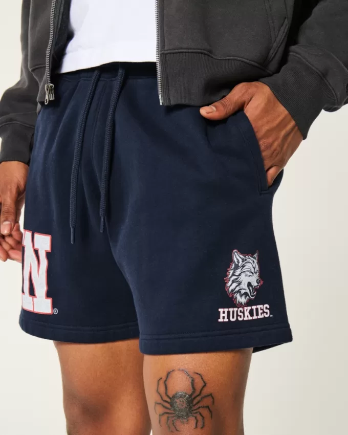Mid-Thigh Fleece UConn Huskies Graphic Shorts,Mid-Thigh Fleece UConn Huskies Graphic Shorts
