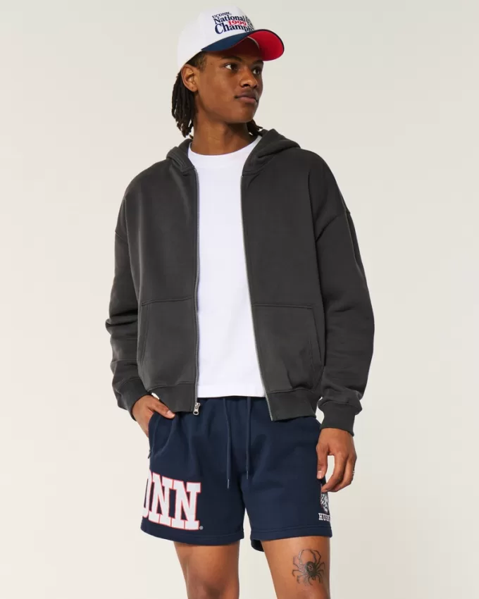 Mid-Thigh Fleece UConn Huskies Graphic Shorts,Mid-Thigh Fleece UConn Huskies Graphic Shorts