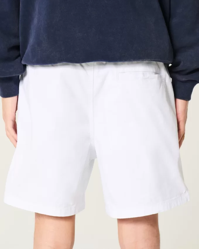 Mid-Thigh Twill Pull-On Shorts,Mid-Thigh Twill Pull-On Shorts