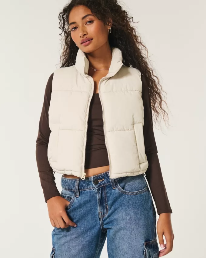 Mini Zip-Up Puffer Vest,Mini Zip-Up Puffer Vest
