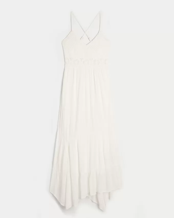 Mixed Fabric Crochet-Style Maxi Dress,Mixed Fabric Crochet-Style Maxi Dress