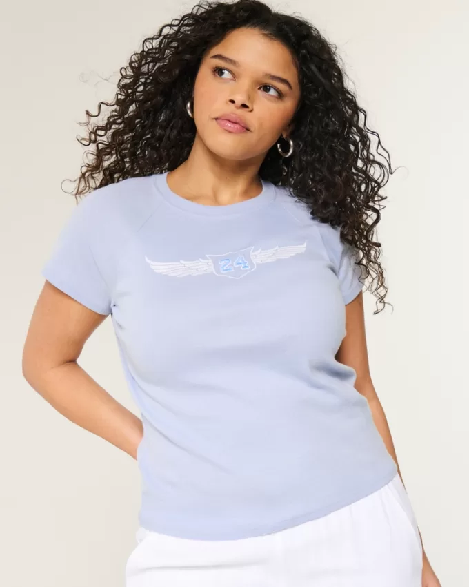 Number Graphic Baby Tee,Number Graphic Baby Tee