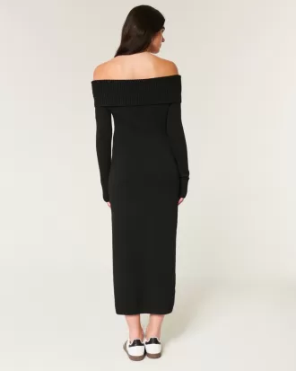 Off-the-Shoulder Midi Sweater Dress,Off-the-Shoulder Midi Sweater Dress