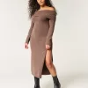 Off-the-Shoulder Midi Sweater Dress,Off-the-Shoulder Midi Sweater Dress