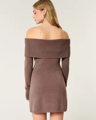 Off-the-Shoulder Skater Sweater Dress,Off-the-Shoulder Skater Sweater Dress