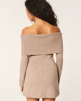 Off-the-Shoulder Skater Sweater Dress,Off-the-Shoulder Skater Sweater Dress