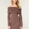 Off-the-Shoulder Skater Sweater Dress,Off-the-Shoulder Skater Sweater Dress