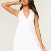 Open Back Linen-Blend Halter Dress,Open Back Linen-Blend Halter Dress