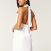 Open Back Linen-Blend Halter Dress,Open Back Linen-Blend Halter Dress