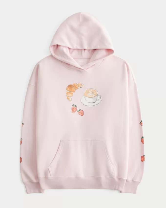 Oversized Café Graphic Hoodie,Oversized Café Graphic Hoodie