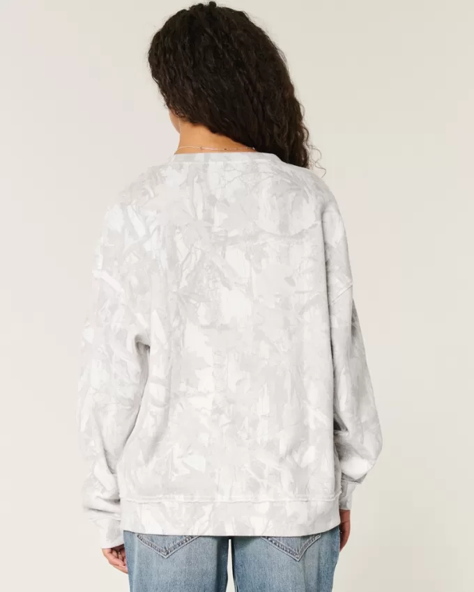 Oversized Camo Number Graphic Notch-Neck Sweatshirt,Oversized Camo Number Graphic Notch-Neck Sweatshirt