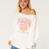 Oversized Clemson University Off-the-Shoulder Sweatshirt,Oversized Clemson University Off-the-Shoulder Sweatshirt