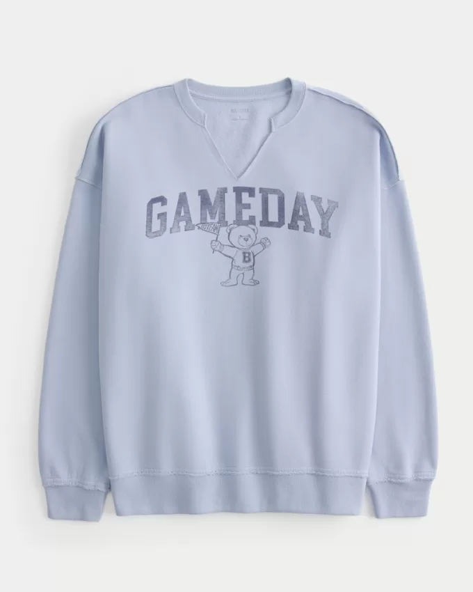 Oversized Gameday Graphic Notch-Neck Sweatshirt,Oversized Gameday Graphic Notch-Neck Sweatshirt