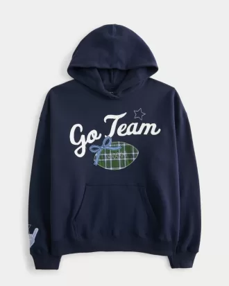 Oversized Go Team Graphic Hoodie,Oversized Go Team Graphic Hoodie