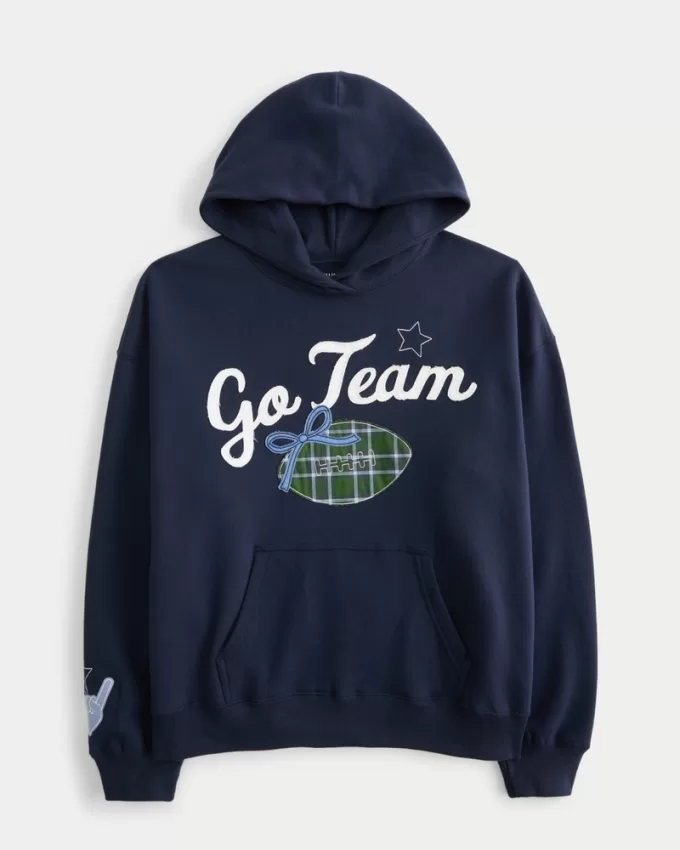 Oversized Go Team Graphic Hoodie,Oversized Go Team Graphic Hoodie