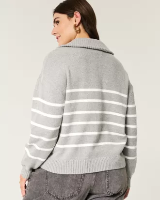 Oversized Half-Zip Graphic Sweater,Oversized Half-Zip Graphic Sweater