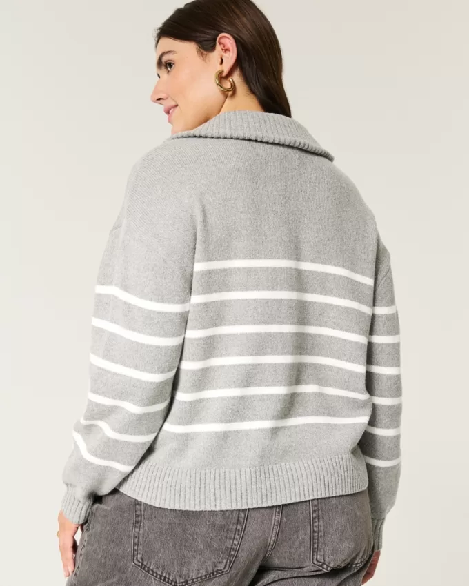 Oversized Half-Zip Graphic Sweater,Oversized Half-Zip Graphic Sweater
