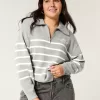 Oversized Half-Zip Graphic Sweater,Oversized Half-Zip Graphic Sweater