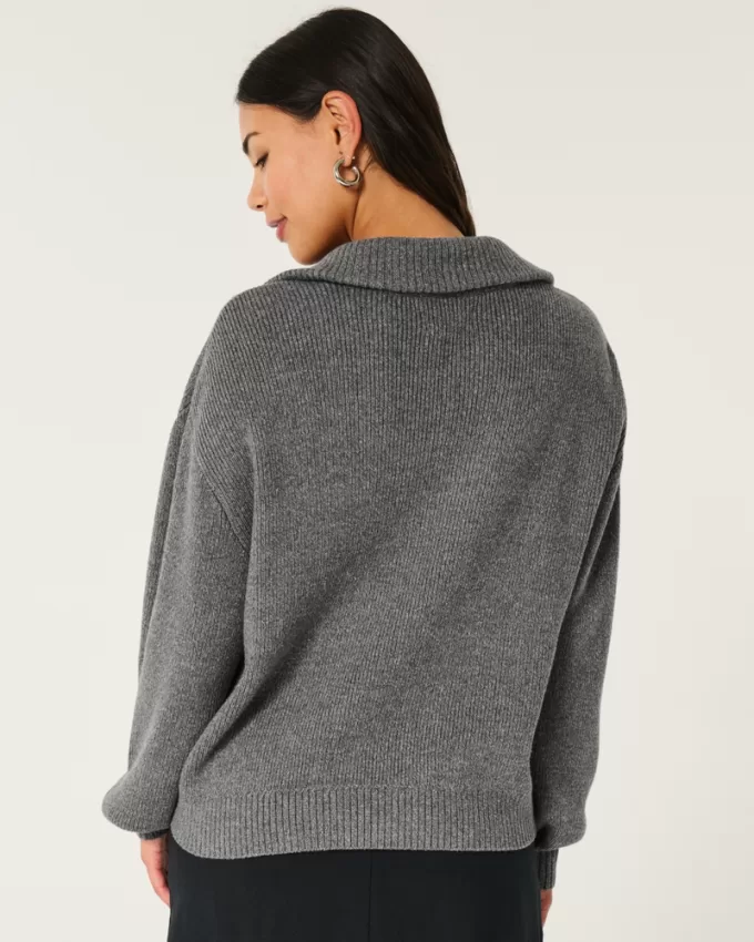Oversized Half-Zip Sweater,Oversized Half-Zip Sweater