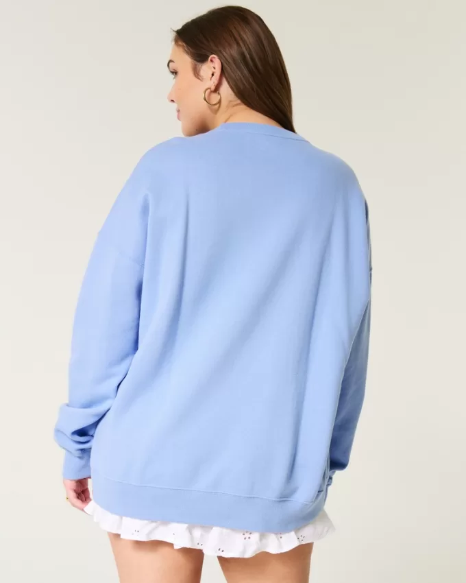 Oversized Kauai Graphic Crew Sweatshirt,Oversized Kauai Graphic Crew Sweatshirt