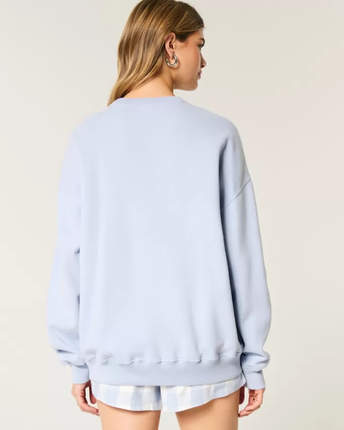 Oversized Lake Tahoe Graphic Crew Sweatshirt,Oversized Lake Tahoe Graphic Crew Sweatshirt