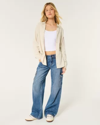 Oversized Linen-Blend Shirt,Oversized Linen-Blend Shirt