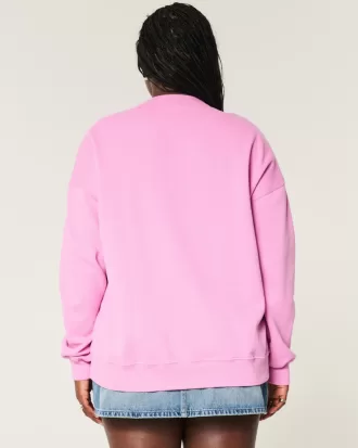 Oversized Malibu Graphic Crew Sweatshirt,Oversized Malibu Graphic Crew Sweatshirt