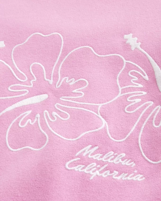 Oversized Malibu Graphic Crew Sweatshirt,Oversized Malibu Graphic Crew Sweatshirt