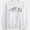 Oversized Manhattan New York Graphic Crew Sweatshirt,Oversized Manhattan New York Graphic Crew Sweatshirt