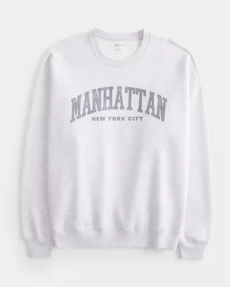 Oversized Manhattan New York Graphic Crew Sweatshirt,Oversized Manhattan New York Graphic Crew Sweatshirt