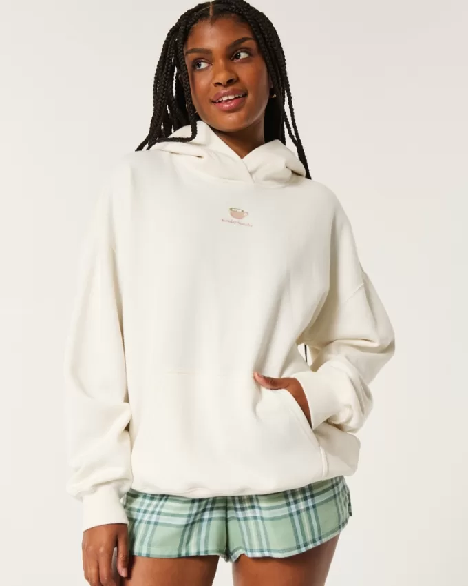 Oversized Monday Matcha Graphic Hoodie,Oversized Monday Matcha Graphic Hoodie