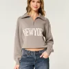 Oversized New York Graphic Half-Zip Sweater,Oversized New York Graphic Half-Zip Sweater