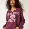 Oversized New York Graphic Notch-Neck Sweatshirt,Oversized New York Graphic Notch-Neck Sweatshirt