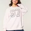 Oversized Number Graphic Crew Sweatshirt,Oversized Number Graphic Crew Sweatshirt